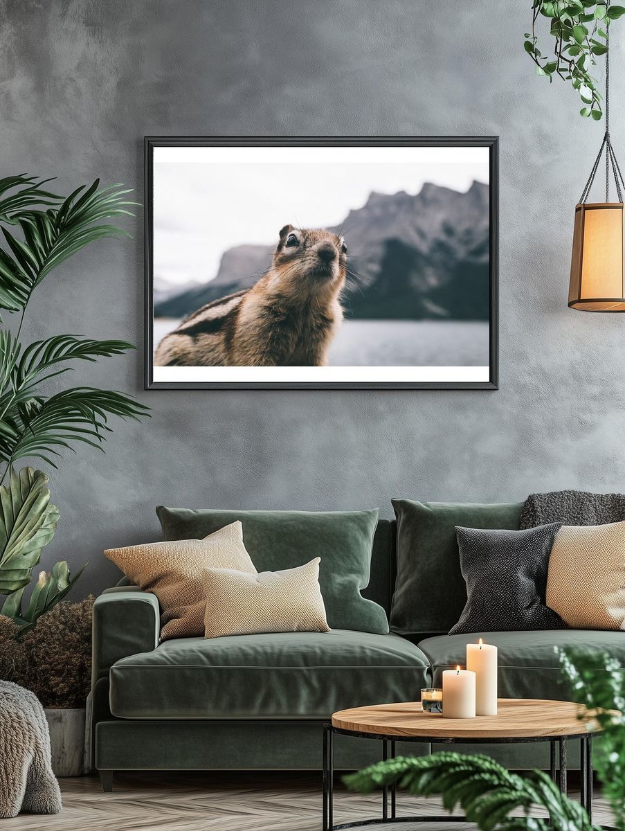 Curious Chipmunk — Wildlife Photography Poster. — room view 4