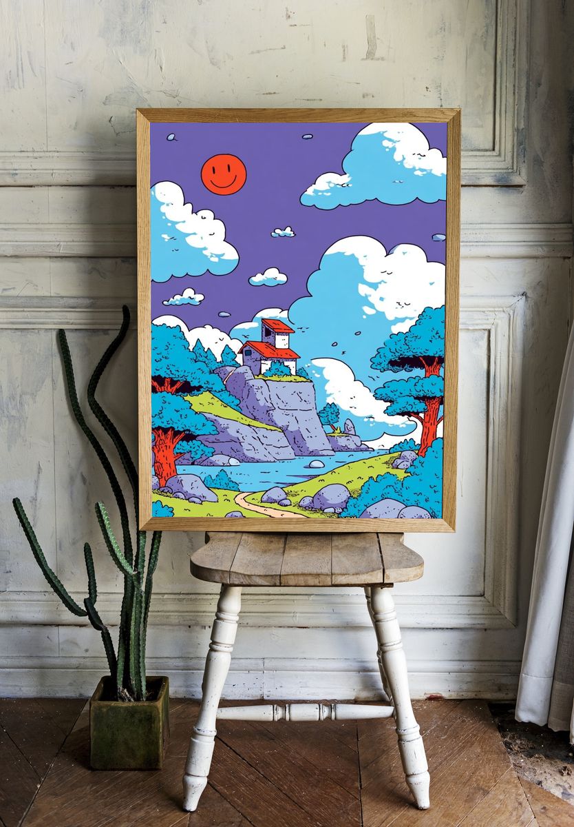 Whimsical Landscape — Illustration Print. — room view 1