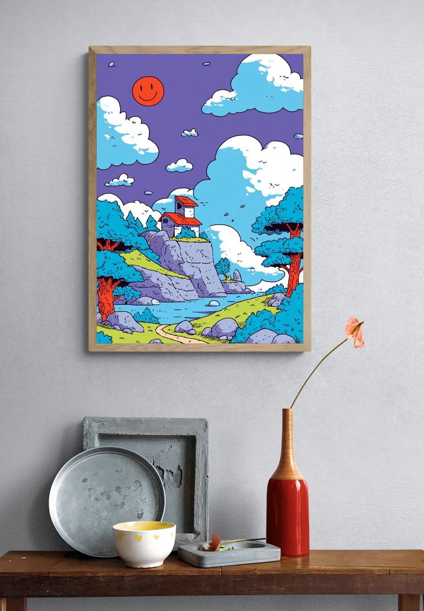 Whimsical Landscape — Illustration Print. — room view 3