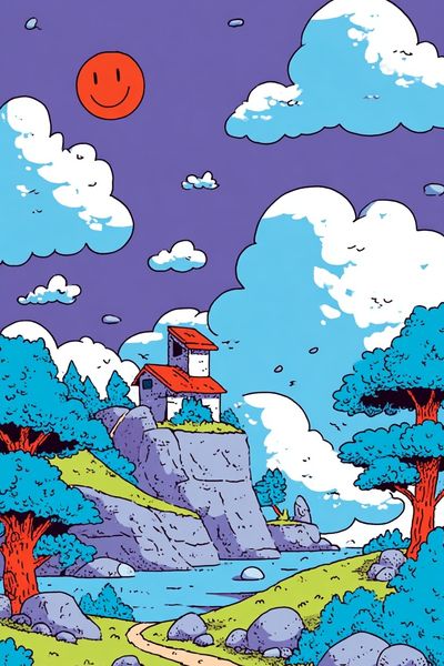 Whimsical Landscape — Illustration Print. poster print