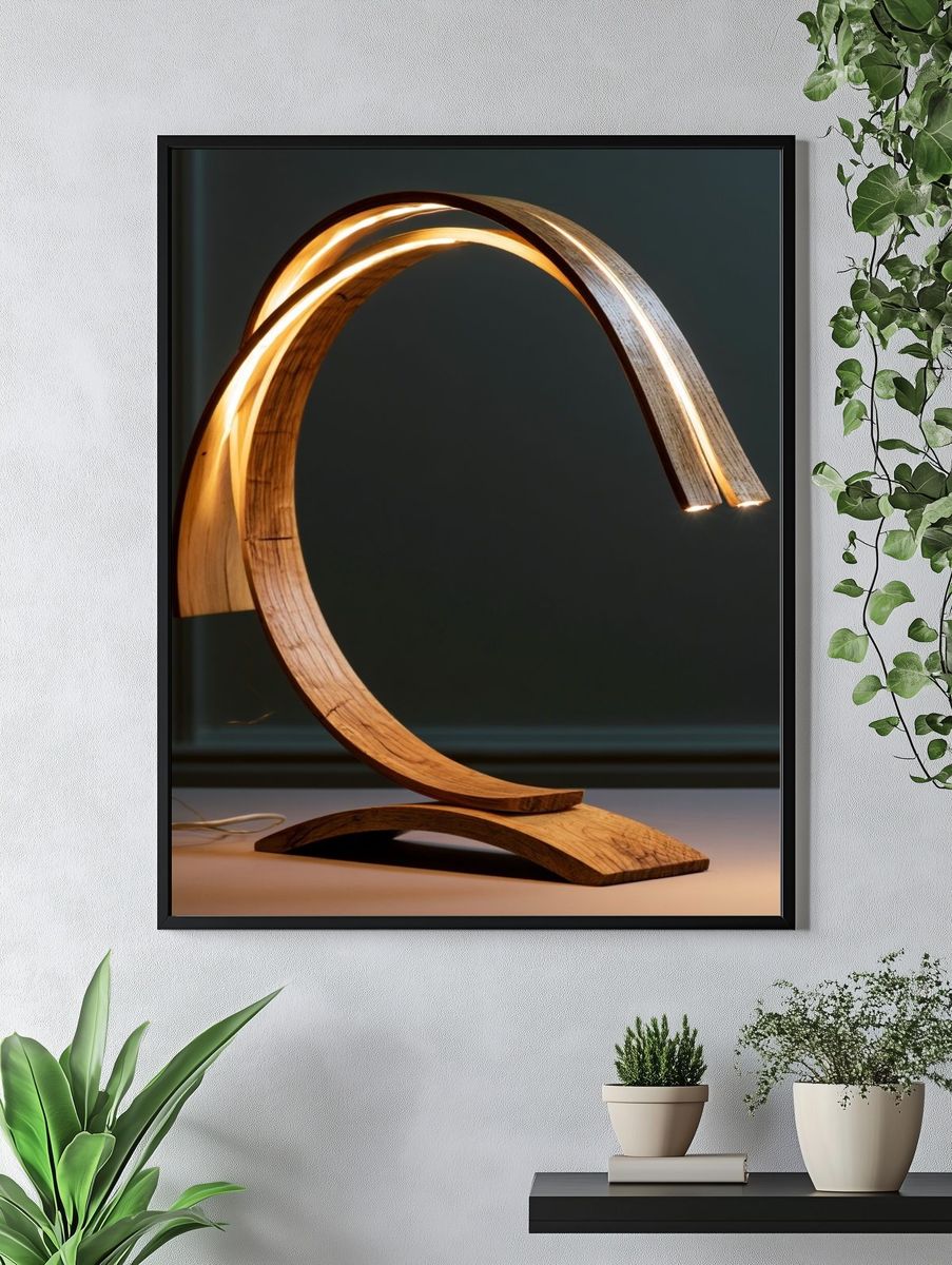 Sculptural Wooden Lamp Photography Poster. — room view 4