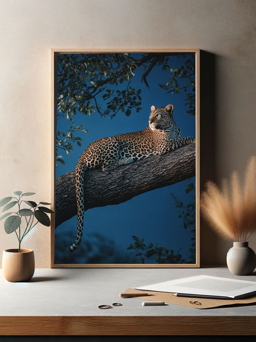 Leopard in Tree — Wildlife Photography Poster. — room view 2