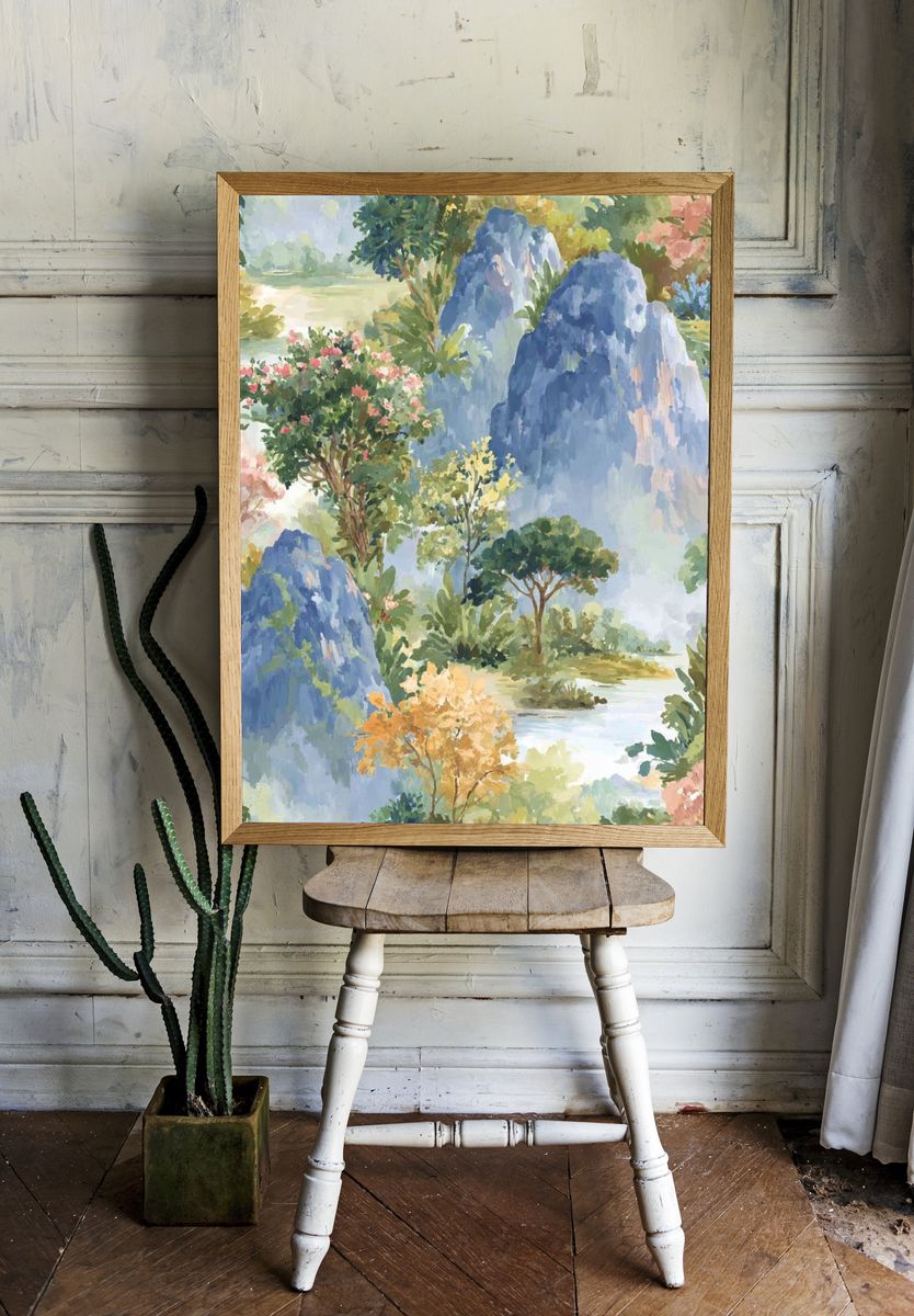 Serene Landscape — Watercolor Print. — room view 1