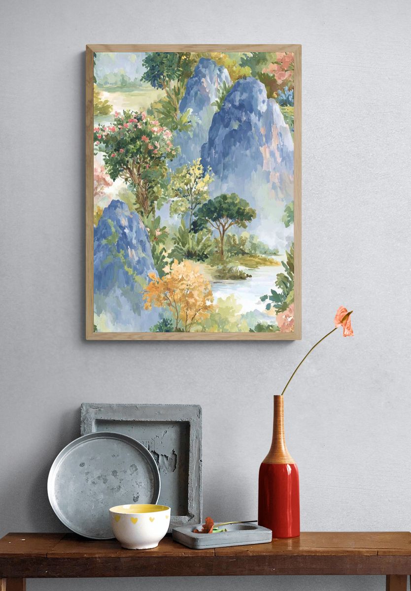 Serene Landscape — Watercolor Print. — room view 3