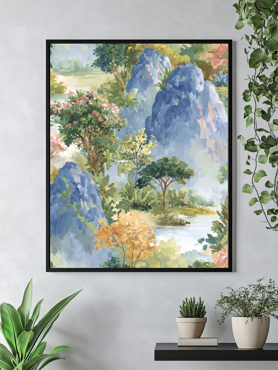 Serene Landscape — Watercolor Print. — room view 4
