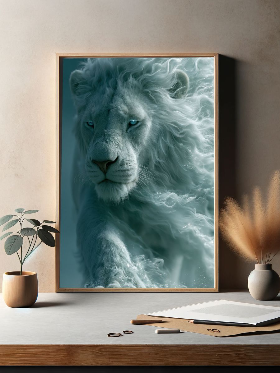 White Lion Portrait Poster. — room view 2