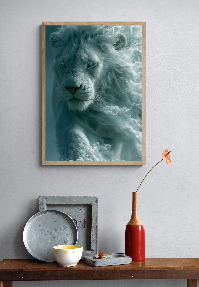 White Lion Portrait Poster. — room view 3