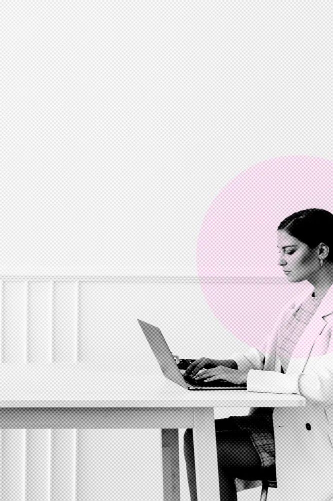 Woman working home coronavirus pandemic. poster detail