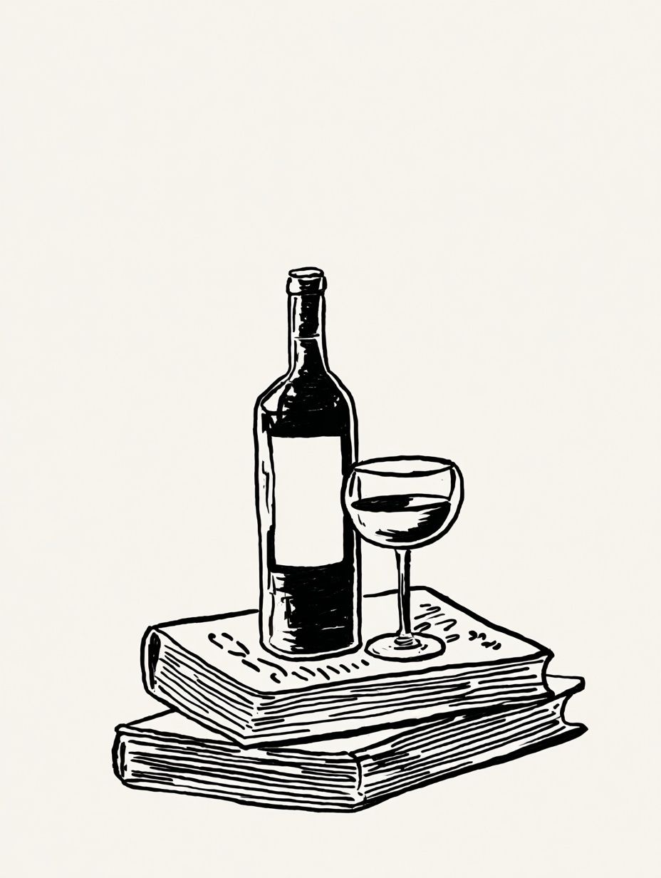 Wine Bottle Still Life Illustration Poster. poster — illustration art