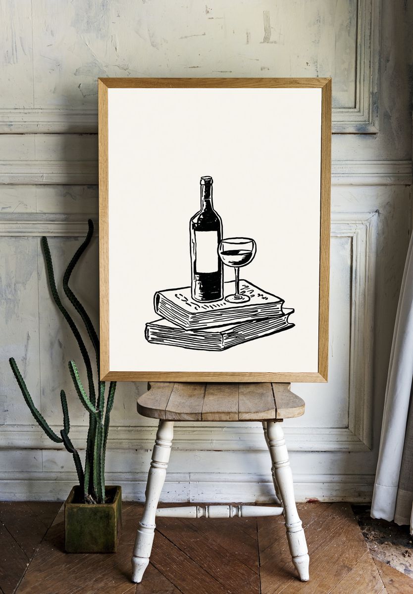Wine Bottle Still Life Illustration Poster. room preview