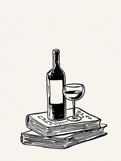 Wine Bottle Still Life Illustration Poster.