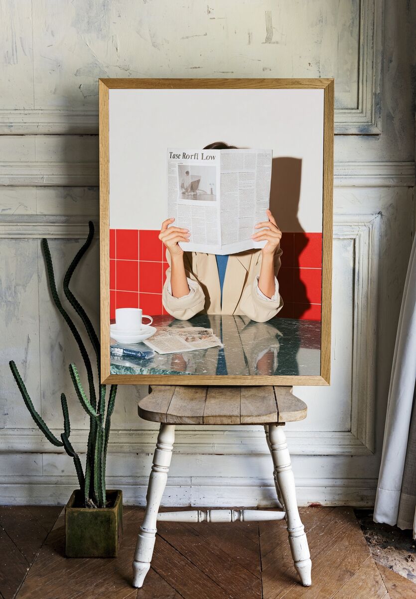 Woman Reading Newspaper — Photography Print. — room view 1