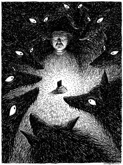 Wolf Circle Ink Poster.