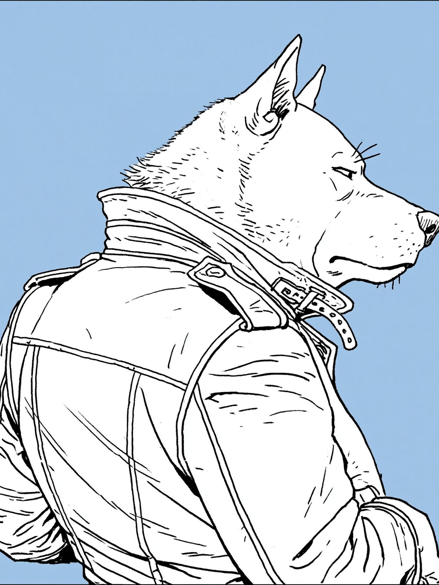 Wolf in Jacket Illustration Poster. poster detail