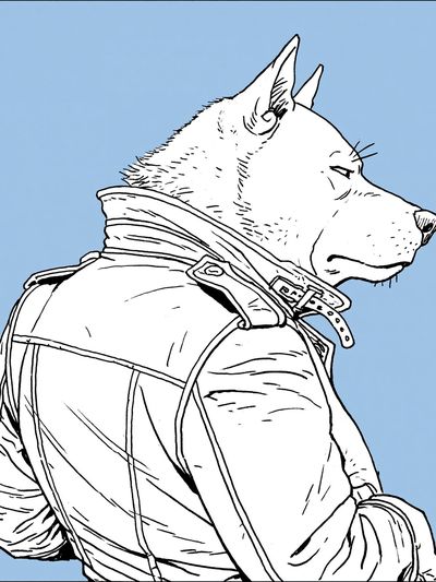 Wolf in Jacket Illustration Poster. poster