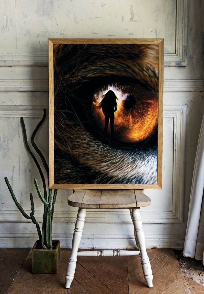 Wolf Eye Surrealism Print. room preview