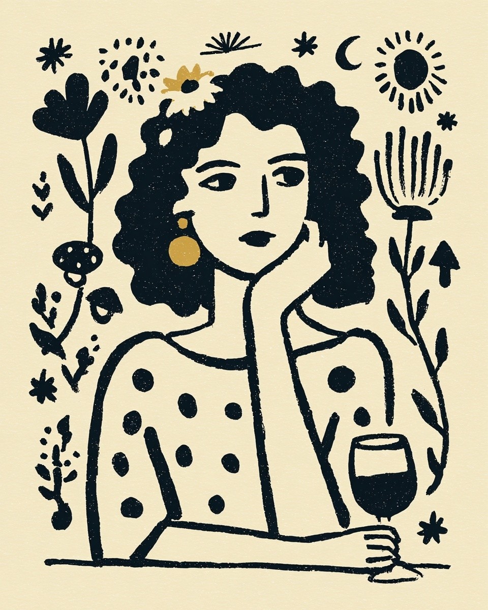 Thoughtful Woman — Illustration Print. poster detail