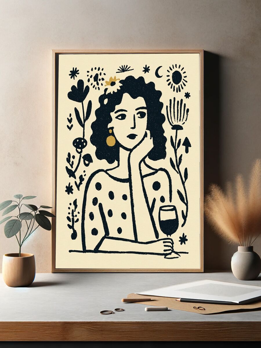 Thoughtful Woman — Illustration Print. — room view 2