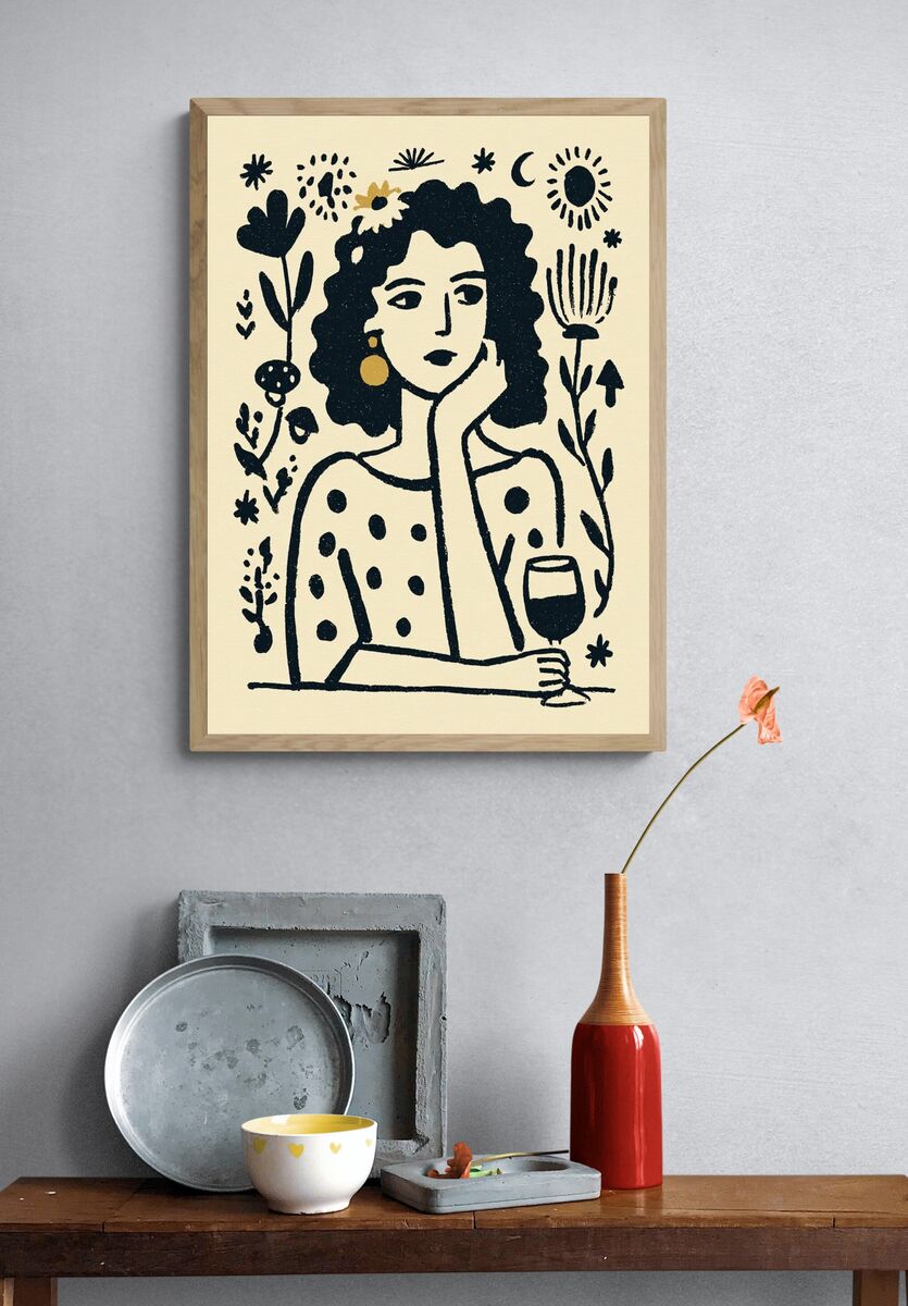 Thoughtful Woman — Illustration Print. — room view 3
