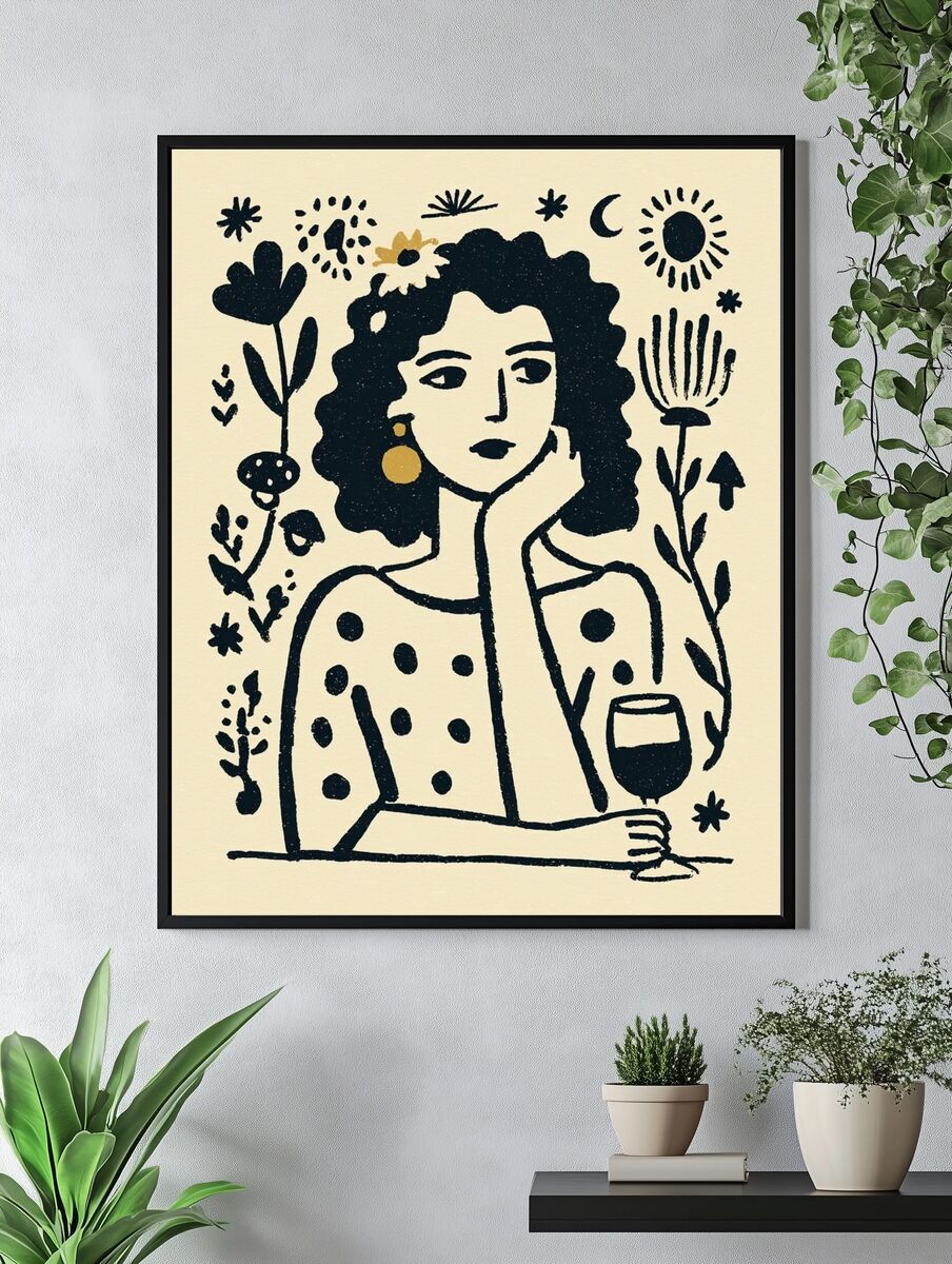 Thoughtful Woman — Illustration Print. — room view 4
