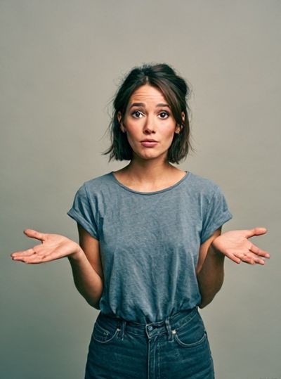Woman Shrugging Portrait Poster.