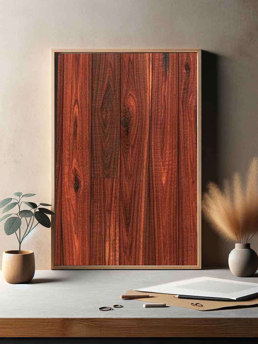 Red Wood Grain Texture Poster. — room view 2
