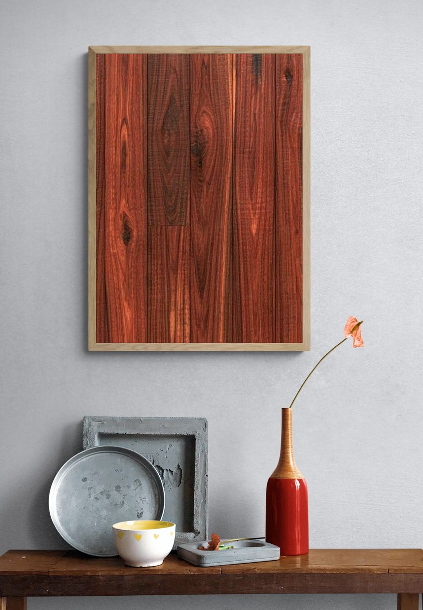 Red Wood Grain Texture Poster. — room view 3