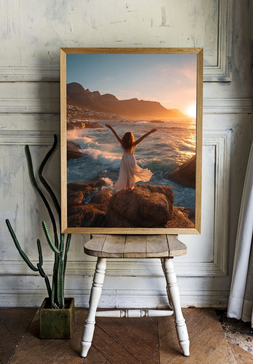 Woman at Sunset — Photography Print. — room view 1