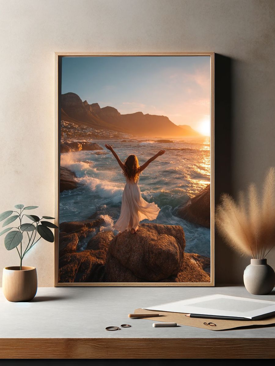 Woman at Sunset — Photography Print. — room view 2