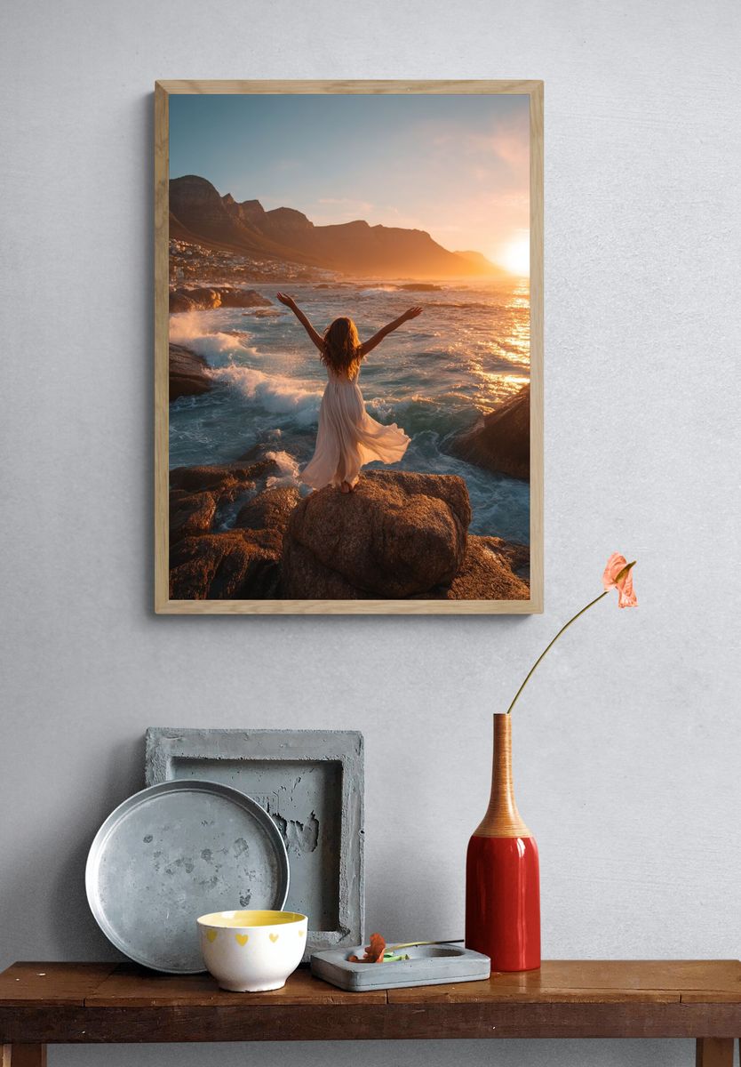 Woman at Sunset — Photography Print. — room view 3