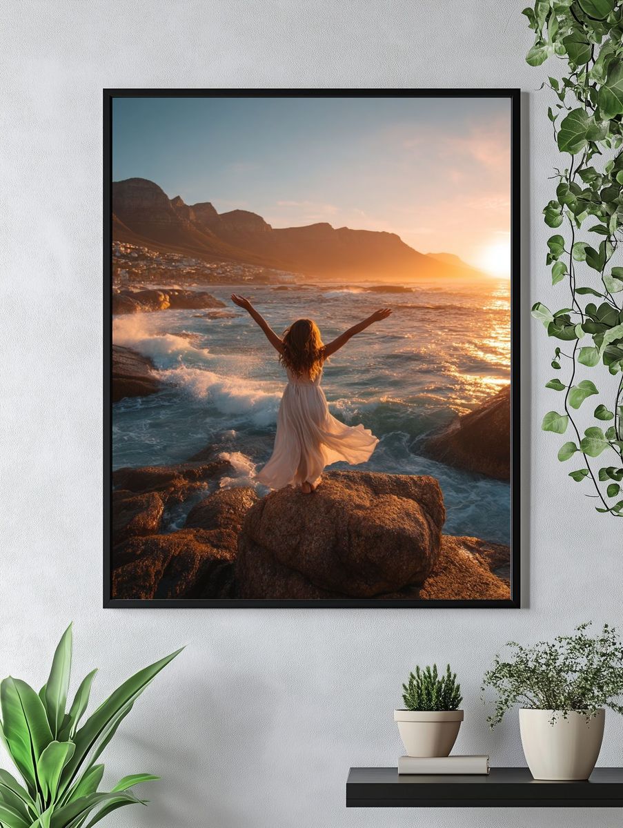 Woman at Sunset — Photography Print. — room view 4