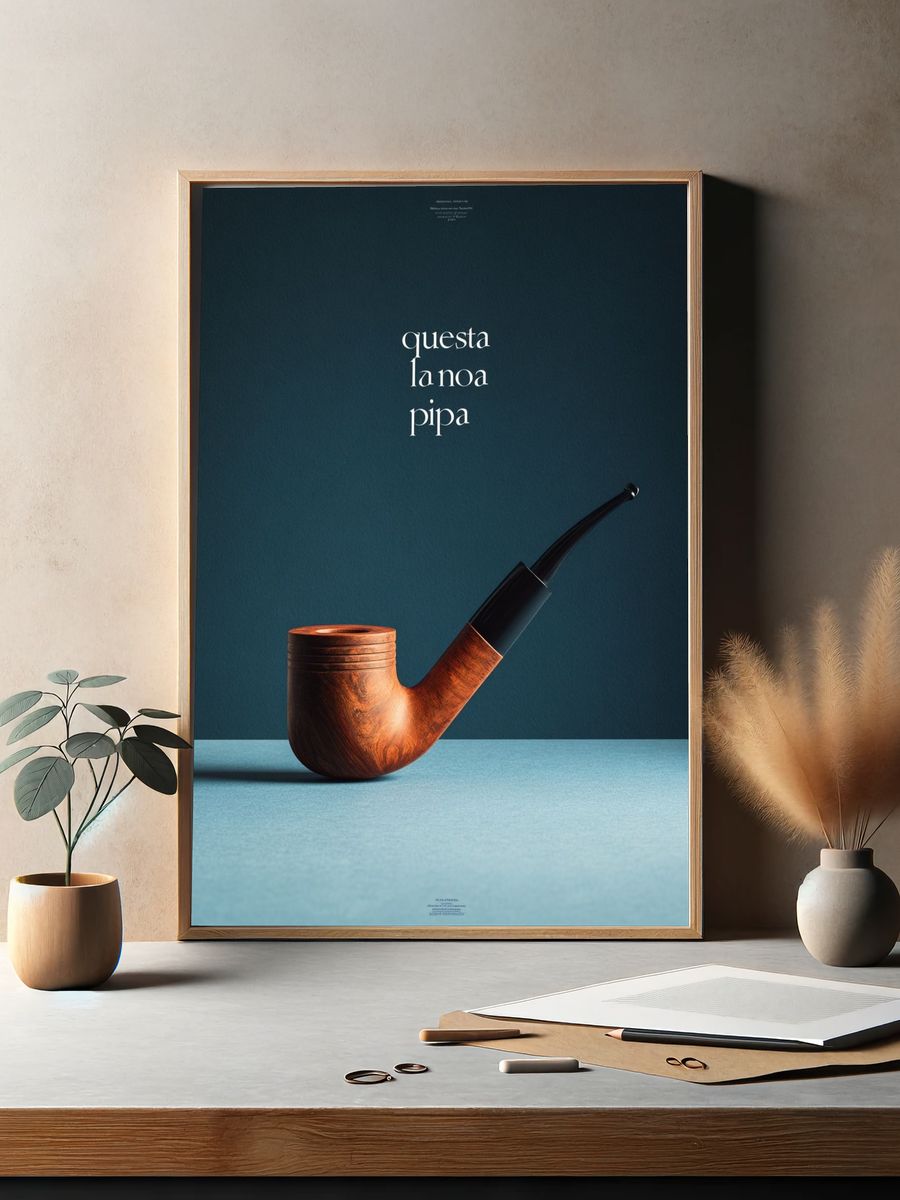 Wooden Pipe — Minimalist Print. — room view 2