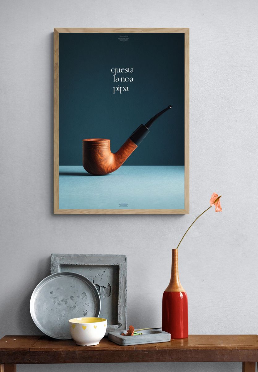 Wooden Pipe — Minimalist Print. — room view 3