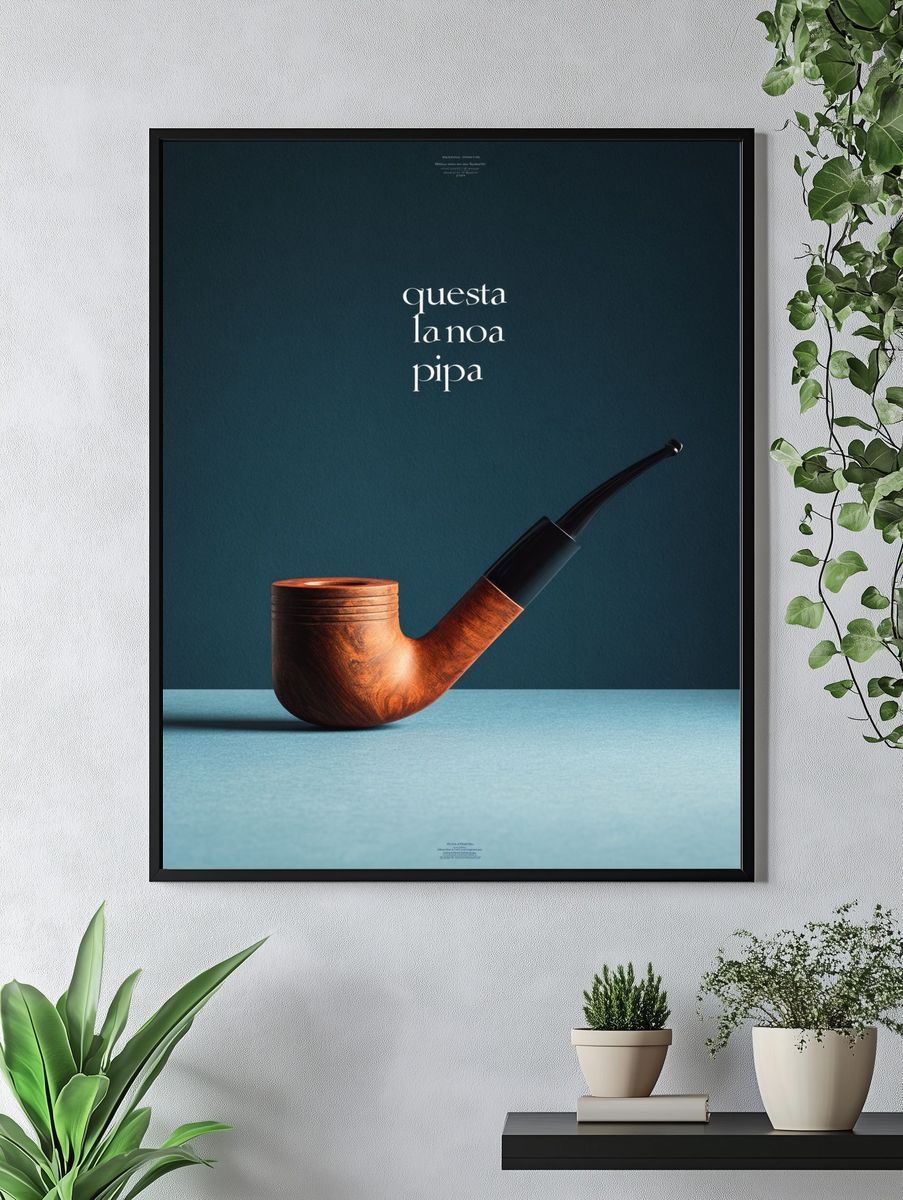 Wooden Pipe — Minimalist Print. — room view 4