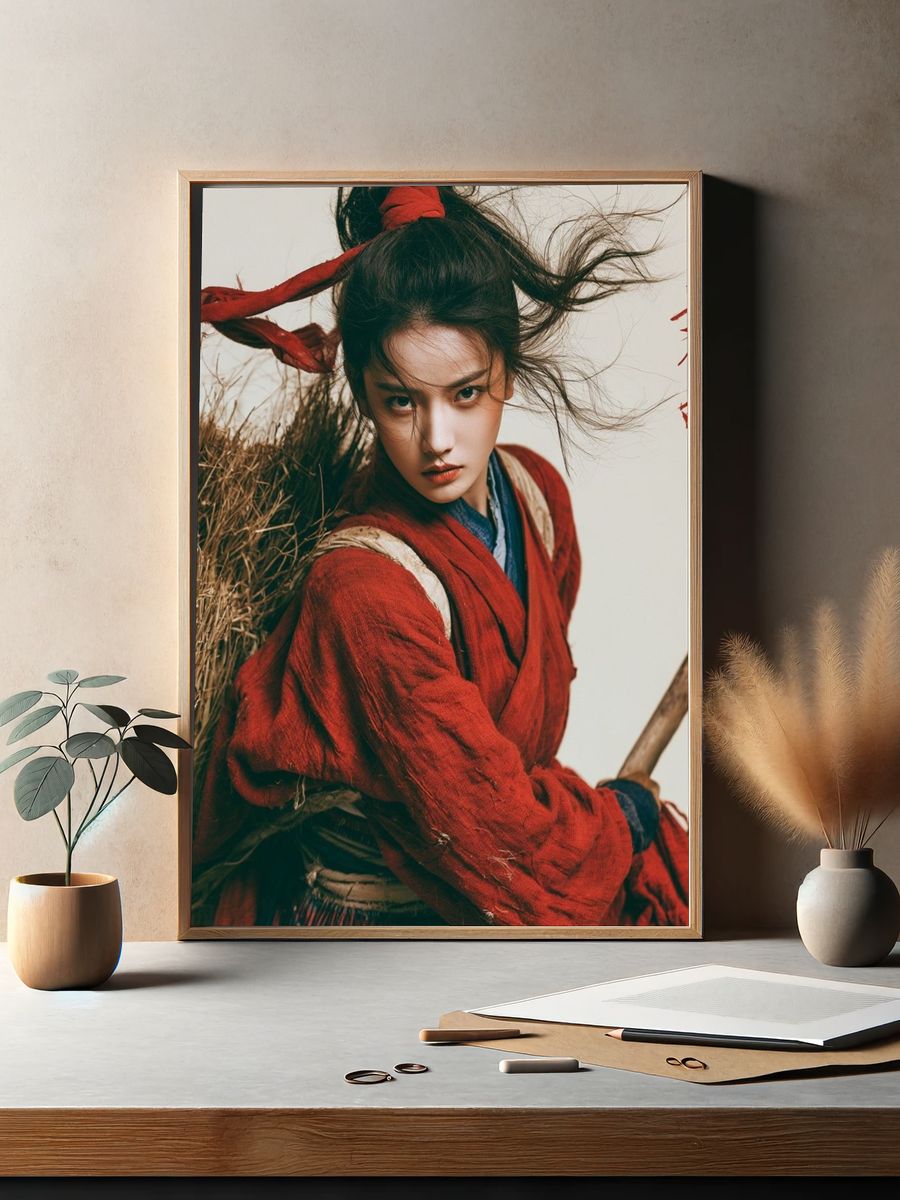 Warrior Portrait Illustration Poster. — room view 2