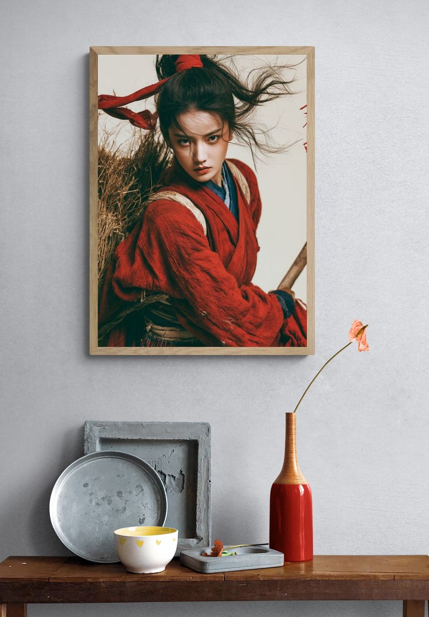 Warrior Portrait Illustration Poster. — room view 3