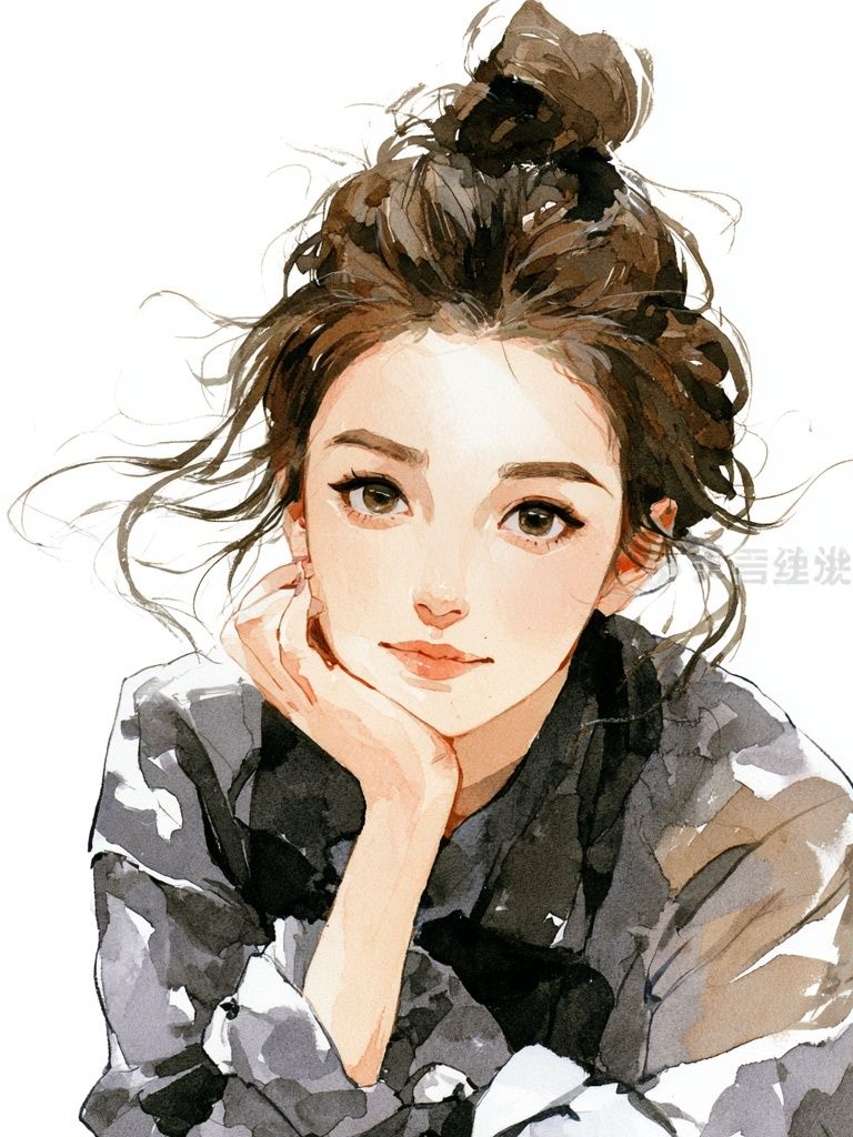 Watercolor Woman Portrait Print. poster — illustration art
