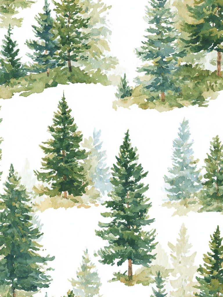 Watercolor Pine Trees Poster. poster — nature art