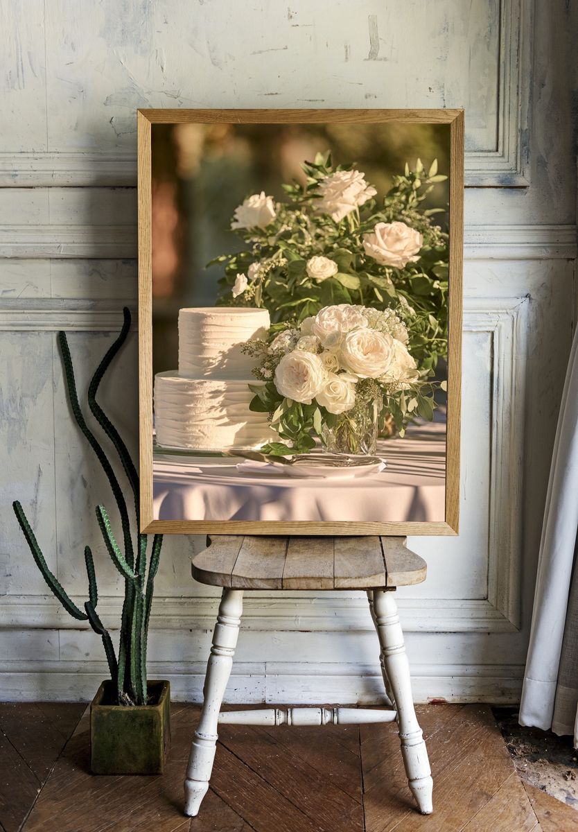 White Roses Wedding Photography Poster. — room view 1