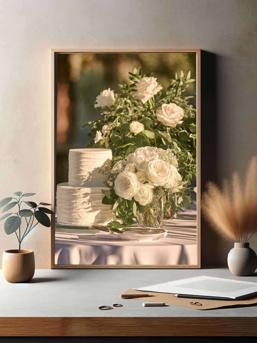 White Roses Wedding Photography Poster. — room view 2