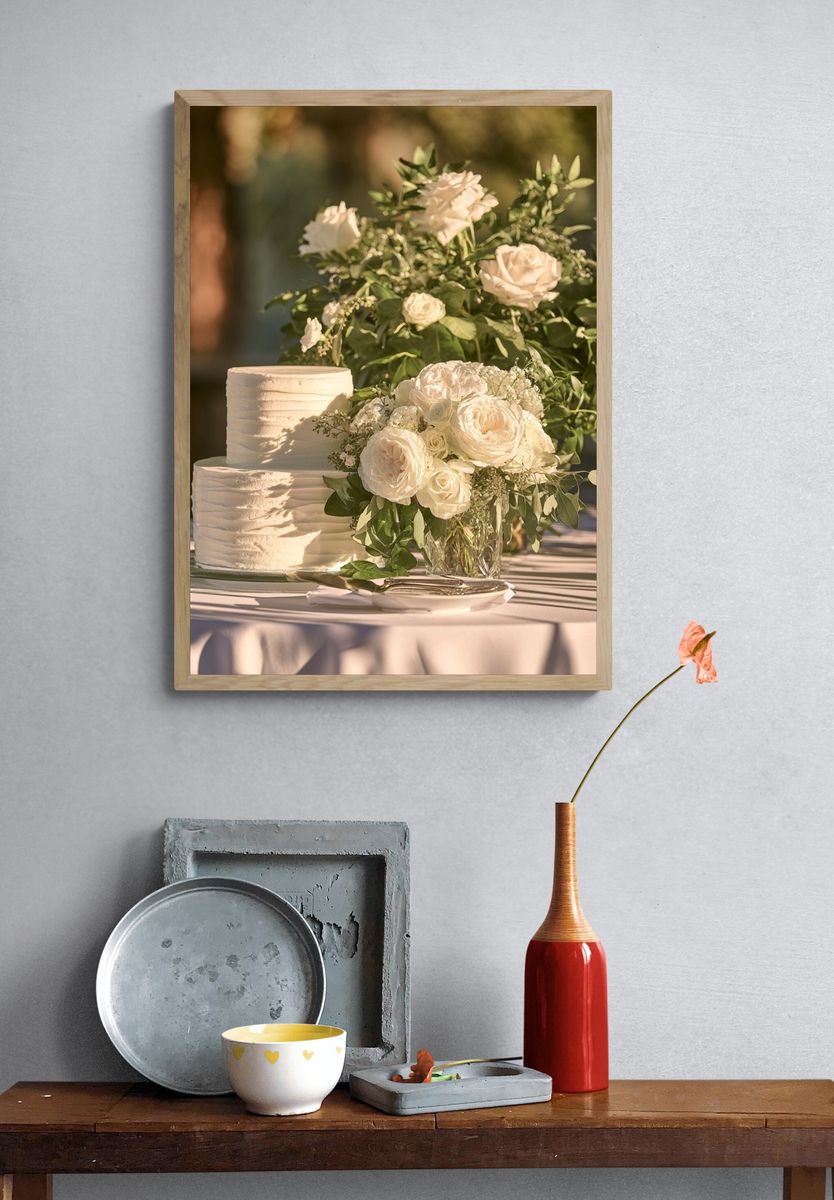 White Roses Wedding Photography Poster. — room view 3