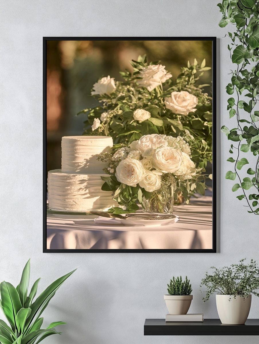 White Roses Wedding Photography Poster. — room view 4