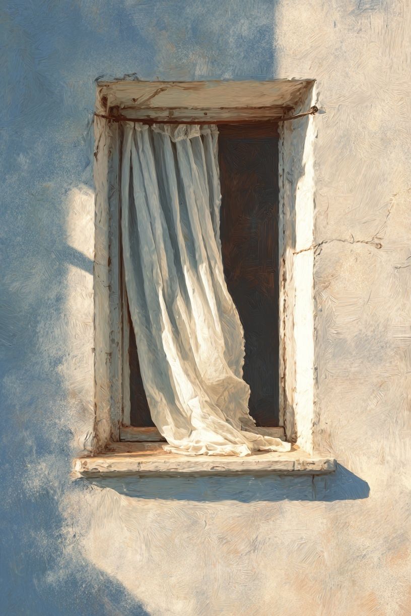 Window with Sheer Curtain — Fine Art Print. poster — fine-art art
