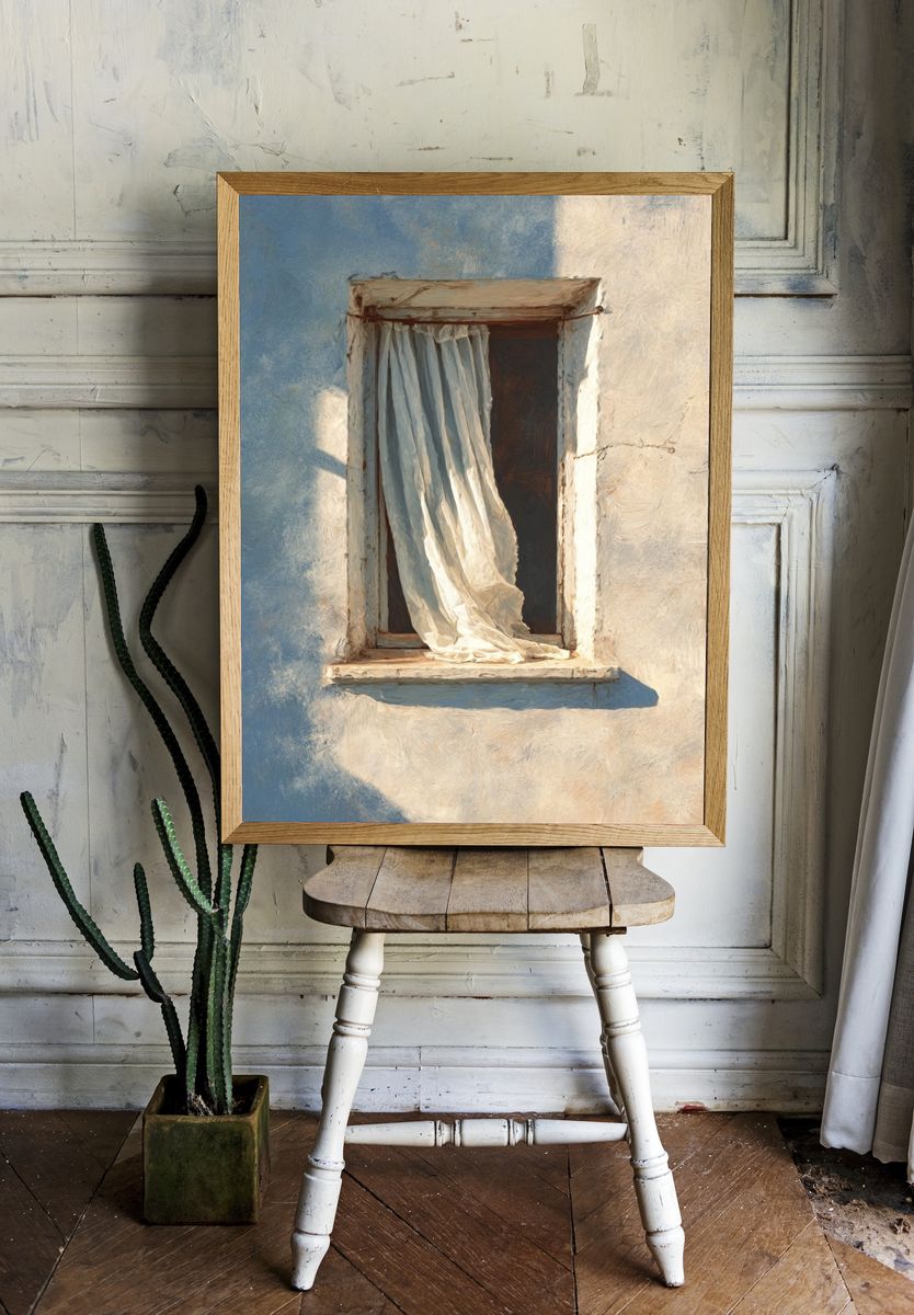 Window with Sheer Curtain — Fine Art Print. — room view 1