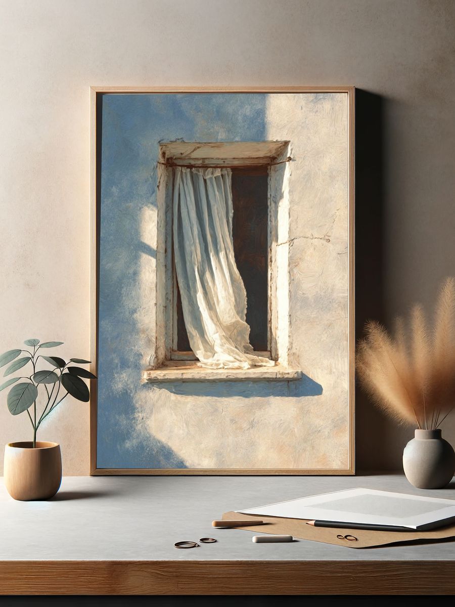 Window with Sheer Curtain — Fine Art Print. — room view 2