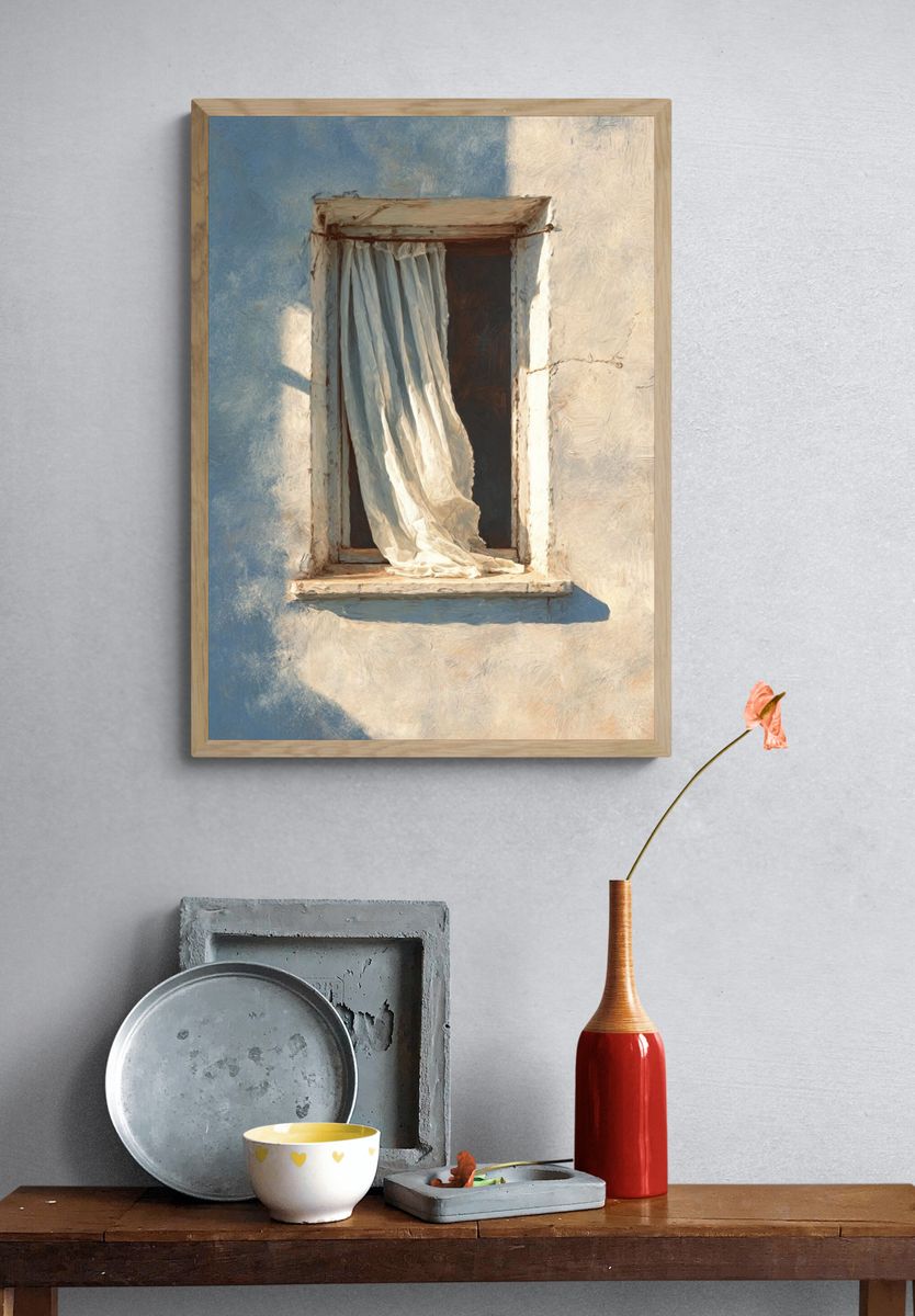 Window with Sheer Curtain — Fine Art Print. — room view 3