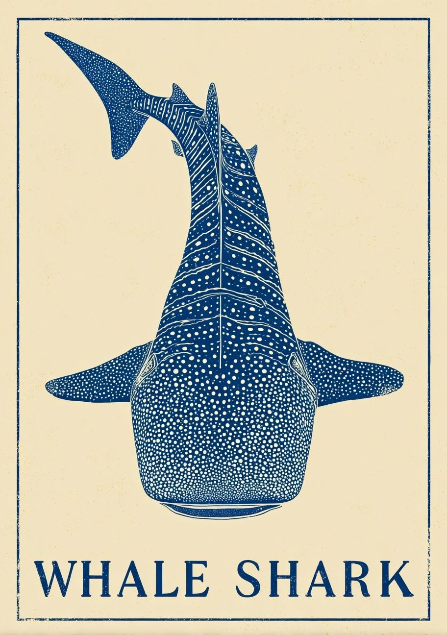 Whale Shark — Vintage Print. poster detail