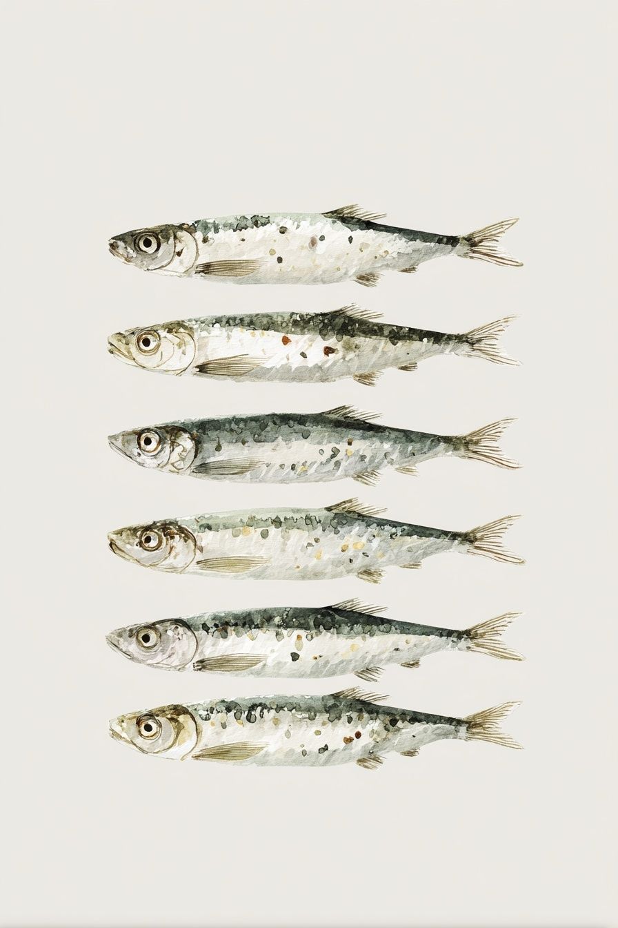 Watercolor Sardines Poster. poster detail
