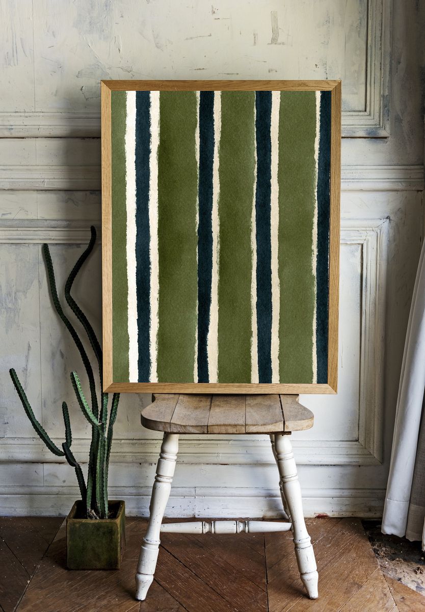 Watercolor Striped Pattern Poster. — room view 1
