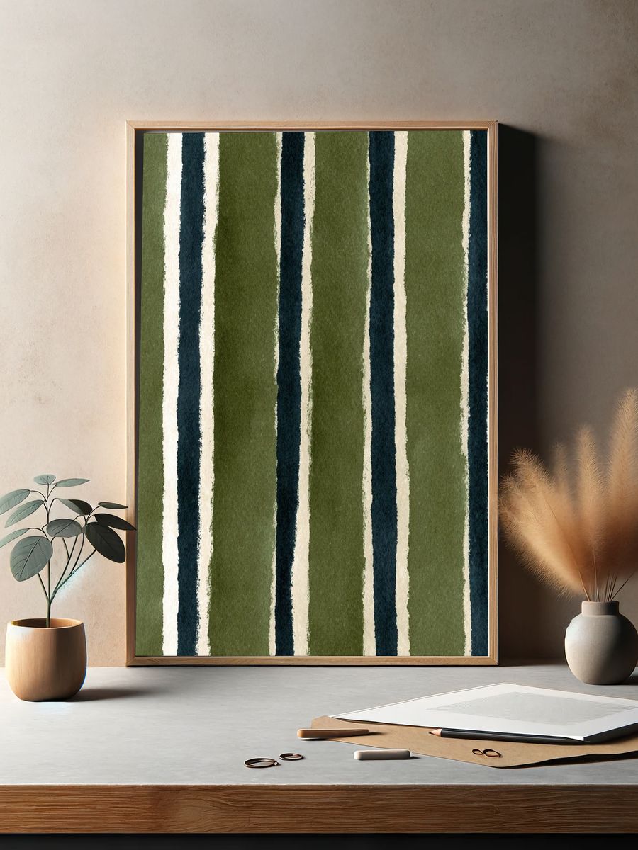 Watercolor Striped Pattern Poster. — room view 2